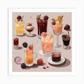 Default Drinks Combined With Food And Desserts Aesthetic 3 Art Print