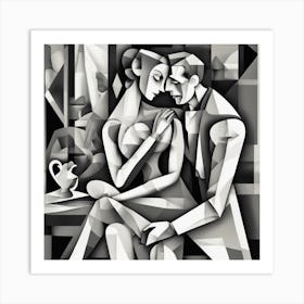 Victorian Love Cubism Style Art Print