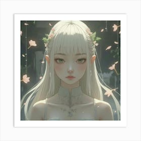 Anime Girl With White Hair Art Print