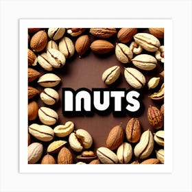 Nuts On A Brown Background 4 Art Print