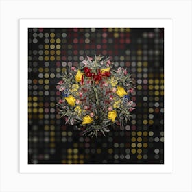 Vintage Lily Flower Wreath on Dot Bokeh Pattern n.0430 Art Print