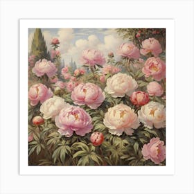 Peonies In The Garden Art Print