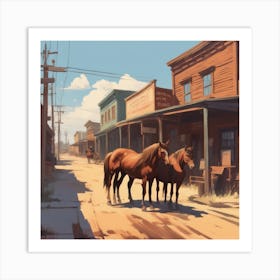 Horses In The Street Art Print