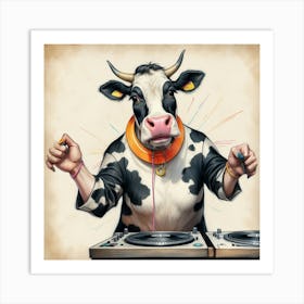 Cow Dj 4 Art Print