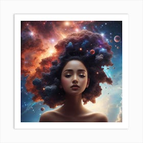 Absolute Reality V16 The Girls Face Consists Of Galaxies And N 1 Art Print