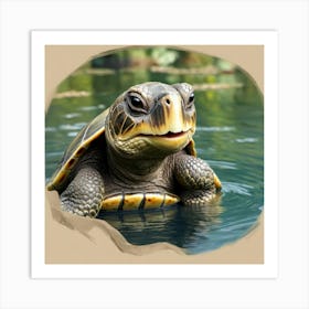 Turtle In Water 8 Art Print