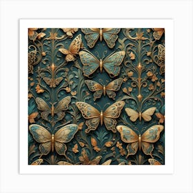 Wallpaper With Butterflies Art Print