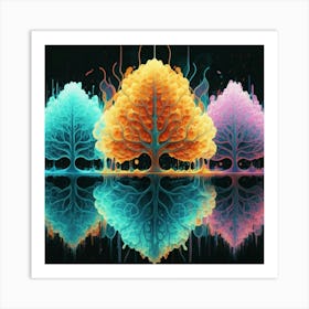 Three Colorful Trees in neon colors 8 Art Print