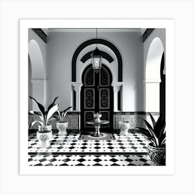 Black And White Hallway 1 Art Print