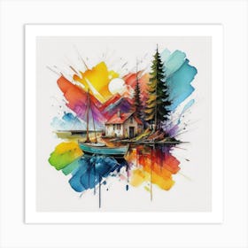 Stunning watercolor landscapes 7 Art Print