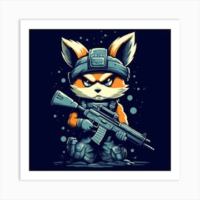 Fox With Gun Art Print