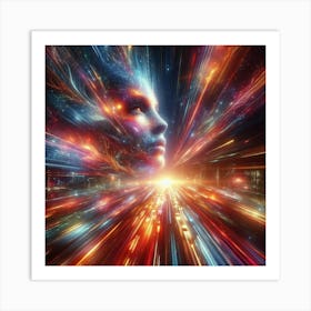 Futuristic Woman In Space Art Print