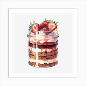 Strawberry Cake In A Jar Art Print