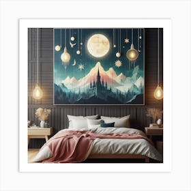 Moon And Stars Art Print