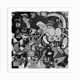 Abstract Figurative / Black & White / Zodiac Sign Libra / 40x40cm Art Print