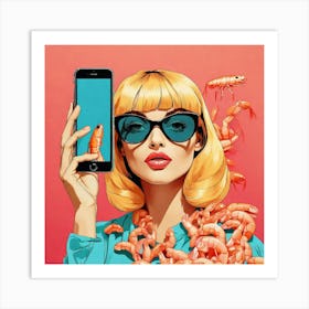 Girl With A Phone Art Print