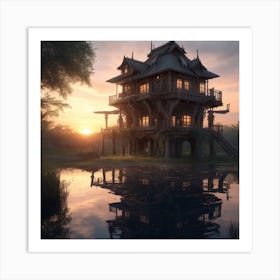 House By The Lake Art Print