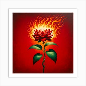 Fire Rose Art Print