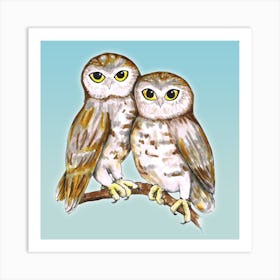 Two cute owls Art Print