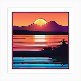 Sunset By The Lake 1 Art Print