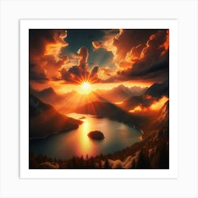 Sunset Over Lake 1 Art Print