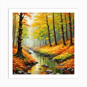 Forest In Autumn In Minimalist Style Square Composition 141 Art Print