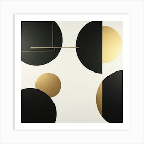 Black And Gold Circles 1 Art Print