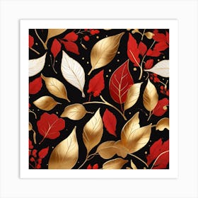 Golden and red leaves 1 Art Print