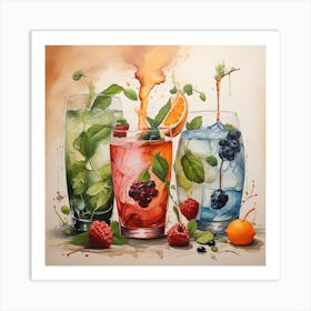 Three Drinks Art Print