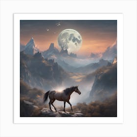 Horse In The Mountains Art Print