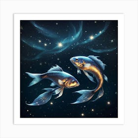 Two Fish In The Night Sky 2 Art Print