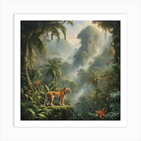 Tiger In The Jungle paintings art print Art Print