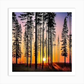 Sunset In The Pines Art Print