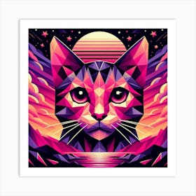 Cinders Low Poly Cat Art Print