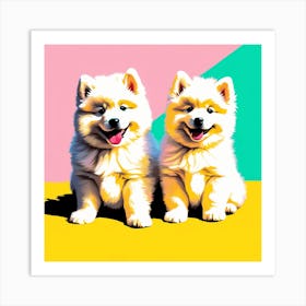 Samoyed Pups , This Contemporary art brings POP Art and Flat Vector Art Together, Colorful Art, Animal Art, Home Decor, Kids Room Decor, Puppy Bank - 128th Art Print