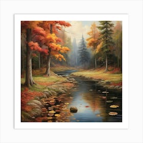 Autumn Pond In The Forest Art Print 0 Art Print