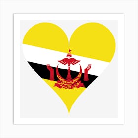 Heart Love Brunei Flag Hands Asia South East Asia Coat Of Arms Art Print