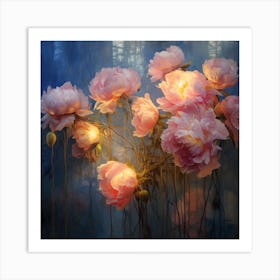 Peonies Aglow 04 Art Print