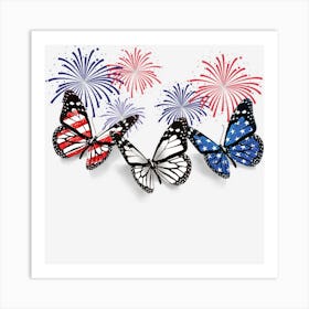 Hot Trend Butterfly American Flag Patriotic 4th Of July Art Print