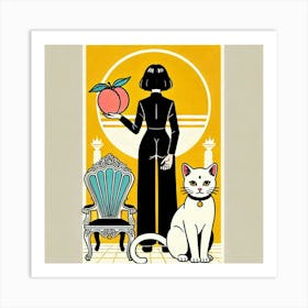 Lady And The Peach Art Print