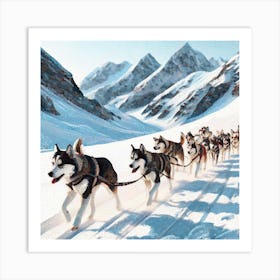 Husky Sled Dogs Art Print