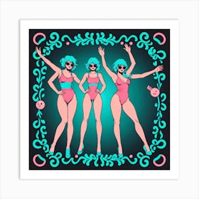 Three Girls In Bikinis 13 Art Print