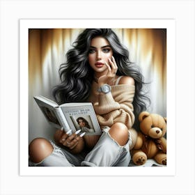 Girl Reading A Book Art Print