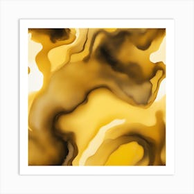 Beautiful honey mustard abstract background. Drawn, hand-painted aquarelle. Wet watercolor pattern. Artistic background with copy space for design. Vivid web banner. Liquid, flow, fluid effect. Art Print