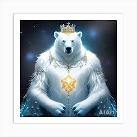 Polar Bear With Crown Art Print