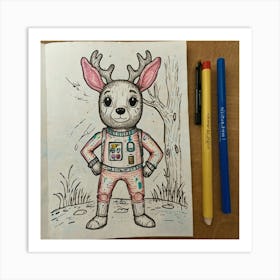 Deer In Space 2 Art Print