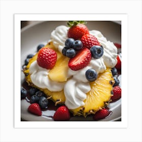 Pineapple With Whipped Cream 1 Art Print