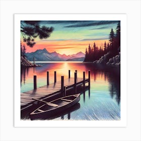 Sunset At The Dock 2 Art Print