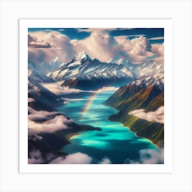 Rainbow Over Lake Art Print