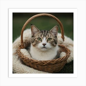 Cat In A Basket 5 Art Print